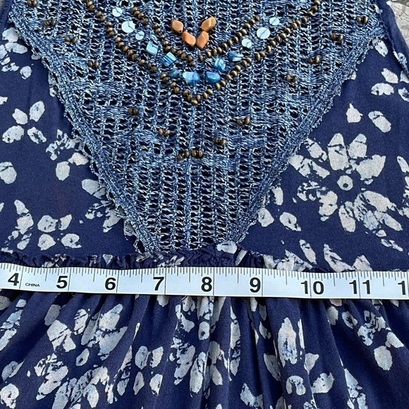 Free People Crochet Beaded Accents Floral Tiered Tunic Sleeveless Medium EUC - Picture 8 of 8